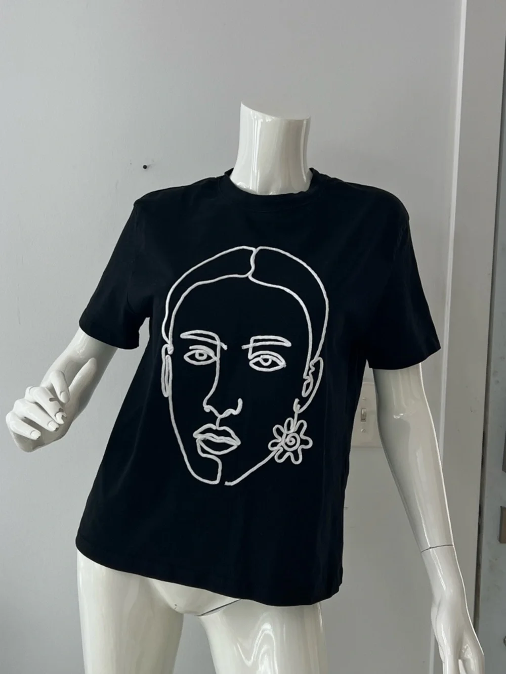 Zara T shirt with embroidery art 100% Cotton Medium black - Picture 3 of 9